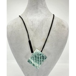 Siyah Derili Mermer Desenli Mavi Doğal Taş Kolye